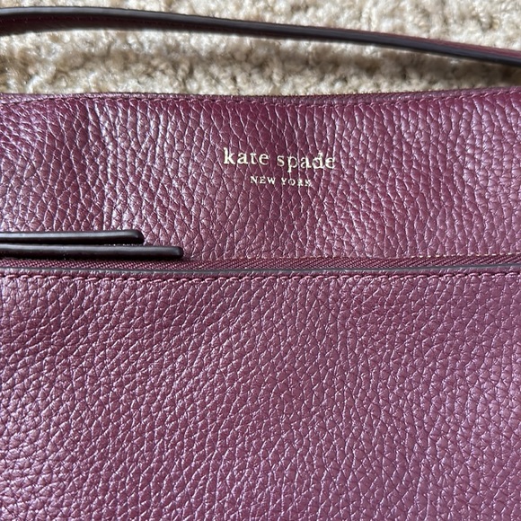 Kate Spade Burgundy Leather Crossbody Bag Maroon Soft Leather Fall Purse - Picture 5 of 16